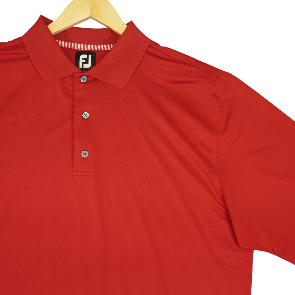 FootJoy Polo Shirt Mens Large Red Short Sleeve Performance Golf Stretch